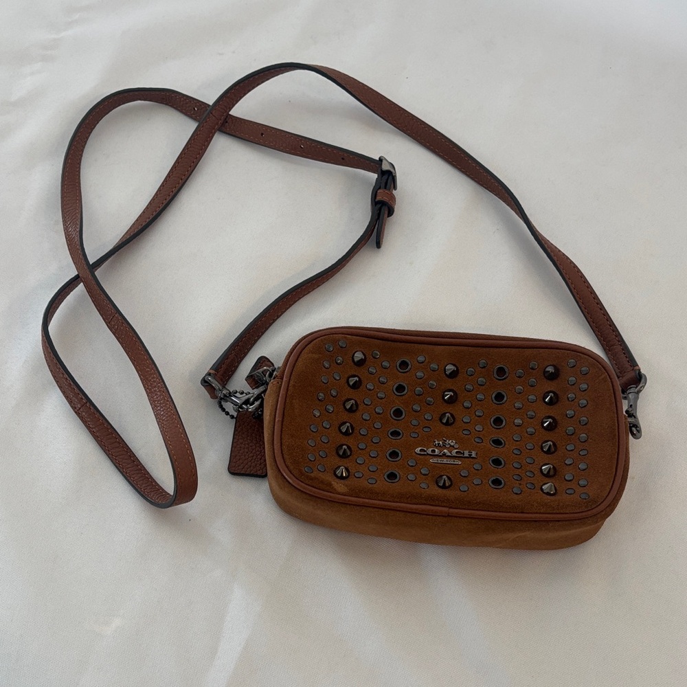 Coach Brown Studded Crossbody Bag